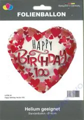 Folienballon Happy Birthday Herzen 100