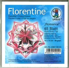 Florentine Faltbl�tter Romance 10x10cm 65 Blatt green/pink