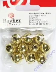 Rayher Metallglckchen kugelfrmig 15mm gold 10 Stck