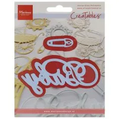 Marianne Design Creatables Dies - Baby Text & Safety Pin, 4X2 & 1.5X.5