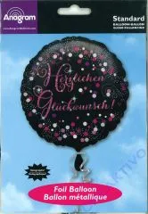 Folienballon Herzlichen Glckwunsch pink/schwarz