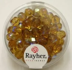 Glas-Schliffperlen, 6 mm  irisierend topas