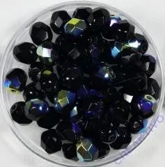 Glas-Schliffperlen, 6 mm  irisierend onyx