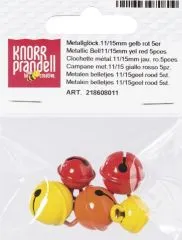 Metallgl�ckchen 11/15mm gelb orange rot 5er
