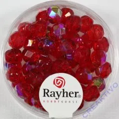 Glas-Schliffperlen, 6 mm  irisierend rubin