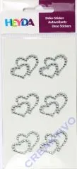 Heyda 6 Strass-Sticker 2 Herzen kristall