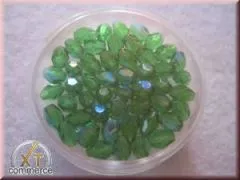 Glas-Schliffperlen, Olive 6x4 mm irisierend smaragd
