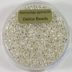 Pracht Delica Rocailles 2mm 9g cristall mit Silbereinzug