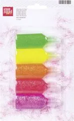 Glitterfarben-Set Glitter Glue Neon irisierender Glitter in neongrn, neongelb, neonorange, neonrot, neonpink