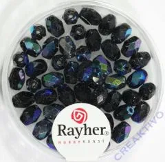 Glas-Schliffperlen, Olive 6x4 mm irisierend onyx