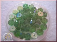 Glas-Schliffperlen, Radl 6x3 mm irisierend smaragd