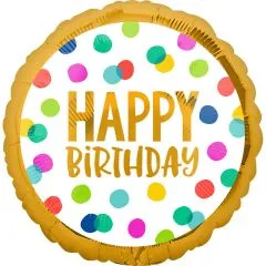 Folienballon Happy Birthday Dots