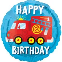 Happy Birthday Fire Truck Foil Balloon