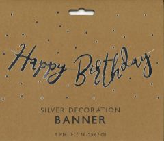 Banner-Girlande Happy Birthday silber 62cm