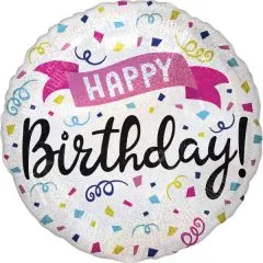Folienballon Holographic Happy Birthday Sparkle Banner 45cm