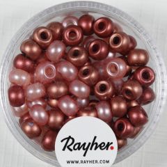 Rocailles-Mix mit Großloch, 5,5mm ø rosa chiffon - korall-Töne