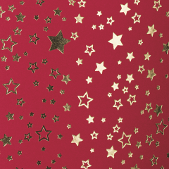 Motivkarton Sterne 50 x 70 cm gold glänzend auf Rot