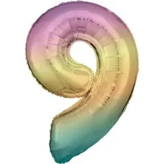 Folien-Ballon 9 Pastel Rainbow 86cm