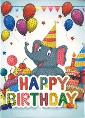 Diamond Painting Grusskarte Happy Birthday - Elefant