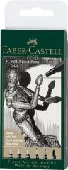 Pitt Artist Pen Tuschestift, 6er Etui, schwarz