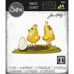 Sizzix Thinlits Stanze Set 12PK - Papercut Chicks, Colorize by Tim Holtz