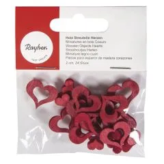 Holz-Streuteile Herzen 20x16mm rot 2 Sorten je 12 St�ck