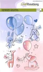 Clearstamps A6 - Baby Kuscheltiere und Luftballons