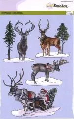 Clearstamps A5 - Schlitten mit Weihnachtsmann und Rentier