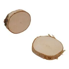 Baumscheibe rund aus Birkenholz- Durchmesser +- 9-10 cm H: +- 0,7 cm