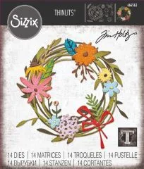Sizzix Thinlits Die Set 14PK - Vault Funky Floral Wreath