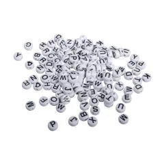 Plastik-Buchstaben-Perlen, 9mm  wei
