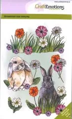 Craft Emotions Clear Stamps A6 - Kaninchen und Blumen