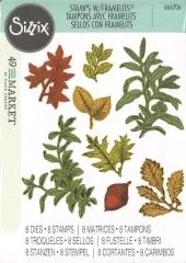 Sizzix A5 Clear Stamps 8PK W/8PK Framelits Die - Forever Leaves By 49 And Market