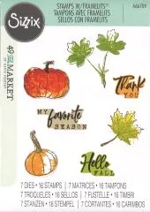 Sizzix A5 Clear Stamps 16PK W/7PK Framelits Die - Pencil Line Harvest By 49 And Market
