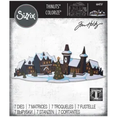 Sizzix Thinlits Die Set - 7PK Holiday Village Colorize by Tim Holtz