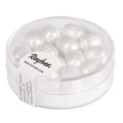 Rayher Rillenperlen Olive 8x10mm wei� (Restbestand)