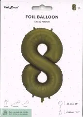 Folien-Ballon 8 oliv satin finish 86cm