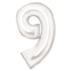 Folien-Ballon 9 Silk Lustre White 86cm