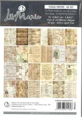 LuMania Tissue Papers A5 Set 24 verschiedene Designs - Vintage Manuscripts