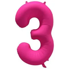 Folien-Ballon 3 neon pink 86cm
