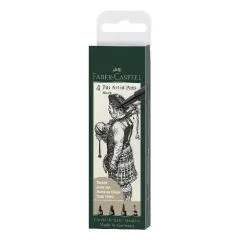 Pitt Artist Pen Tuschestift, 4er Etui, schwarz