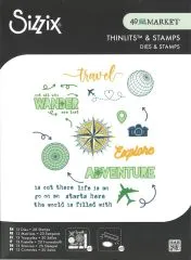 Sizzix Thinlits Die w/Stamps by 49 and Market A5 Wanderlust Explorer (13+20pcs)