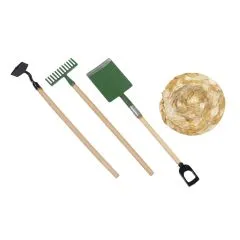 Deko Mini Gartenger�te + Strohhut