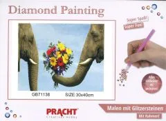 Diamond Painting mit Rahmen 30x40cm - Elefanten mit Blumen