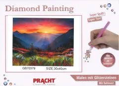 Diamond Painting mit Rahmen 30x40cm - Sonnenaufgang in den Bergen