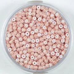 Pracht Rocailles 2,6mm gestreift wei� rot fein