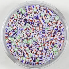 Pracht Rocailles 2,6mm gestreift wei� Mix