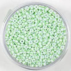 Pracht Rocailles 2,6mm gestreift wei� gr�n