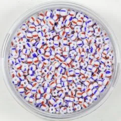 Pracht Rocailles 2,6mm gestreift wei� hellrot blau