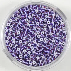Pracht Rocailles 2,6mm gestreift wei� dunkelblau dunkelrot